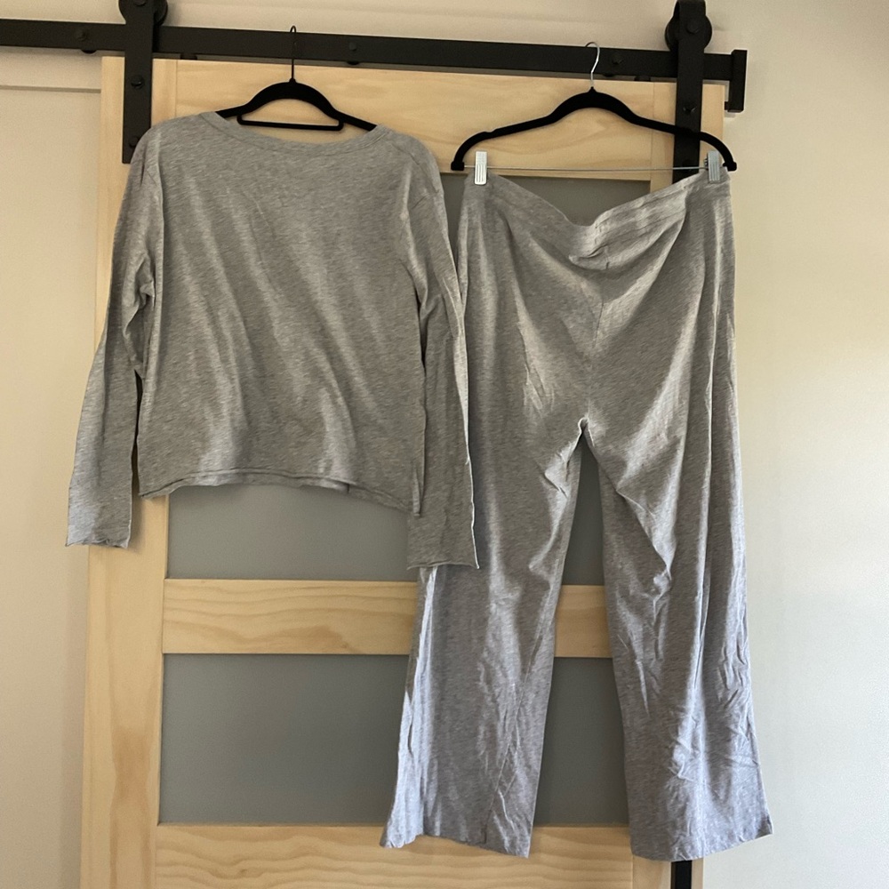 Papinelle Organic Cotton Pajama Set Gray Lounge Sleepwear Size Large - Picture 4 of 4